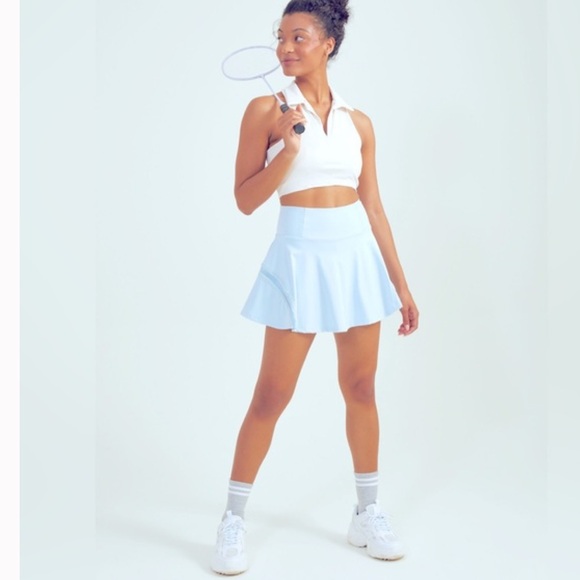 Free People Movement Pleats and Thank You Skort in Teal Blue Grey Tennis Skirt - Picture 9 of 9